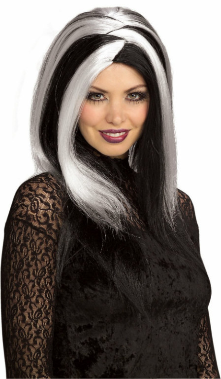 Sinister Stripes White/Black Adult Wig - Click Image to Close