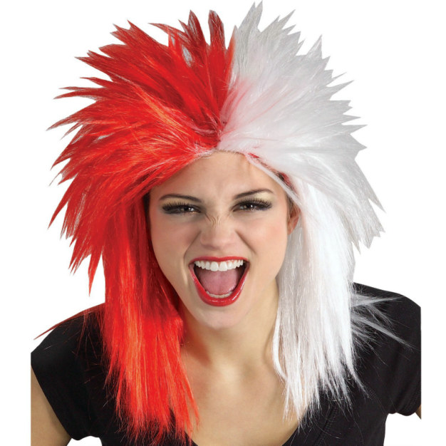 Red and White Sports Fanatic Wig