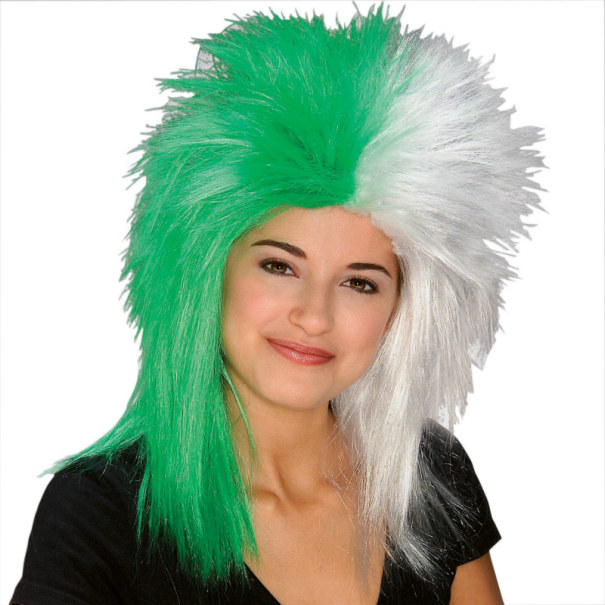 Green and White Sports Fanatic Wig - Click Image to Close