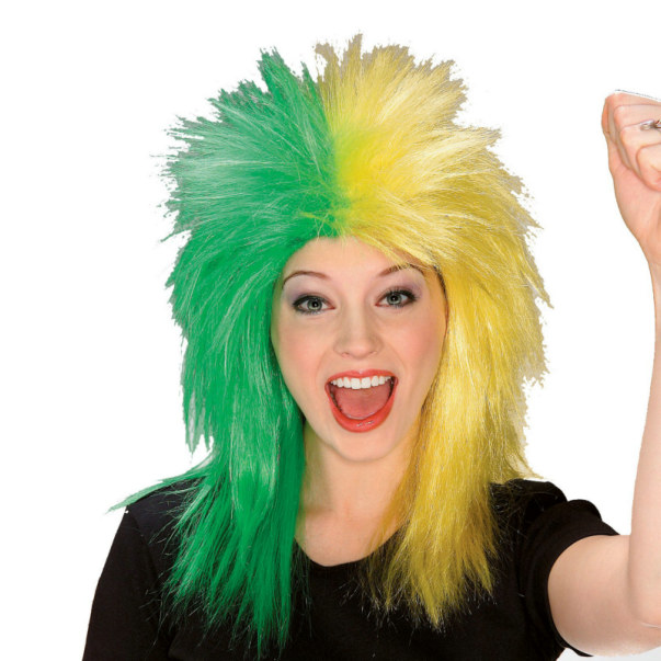 Green and Yellow Sports Fanatic Wig