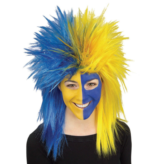 Blue and Yellow Sports Fanatic Wig