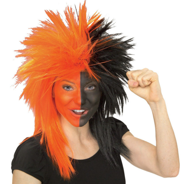 Orange and Black Sports Fanatic Wig - Click Image to Close