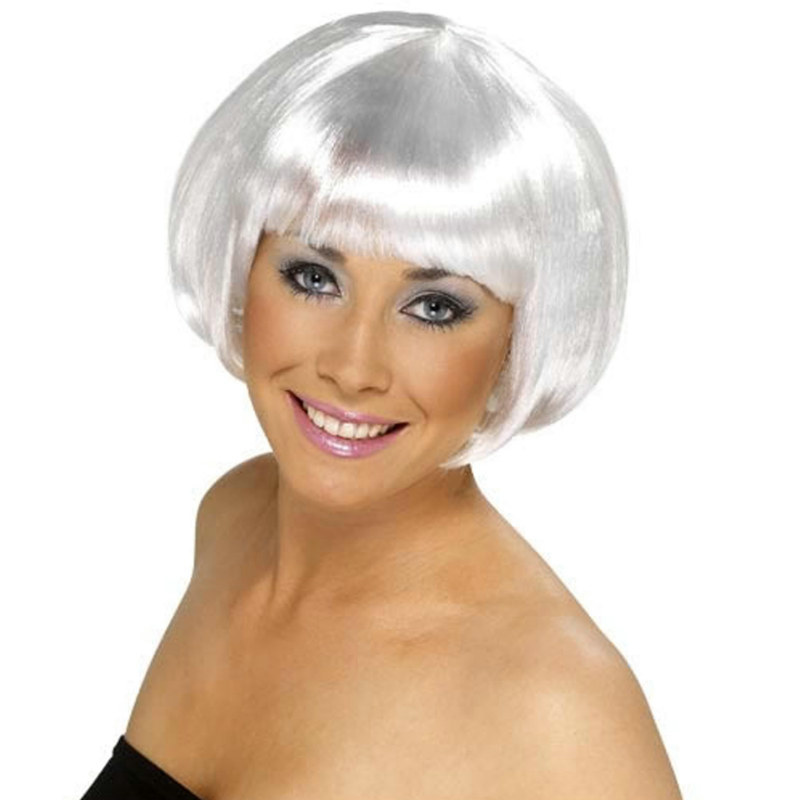 Short Bob White Wig Adult - Click Image to Close