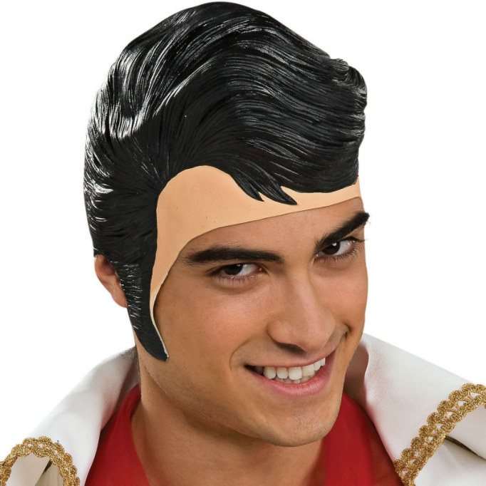 Elvis Rubber Wig with Sideburns Adult - Click Image to Close