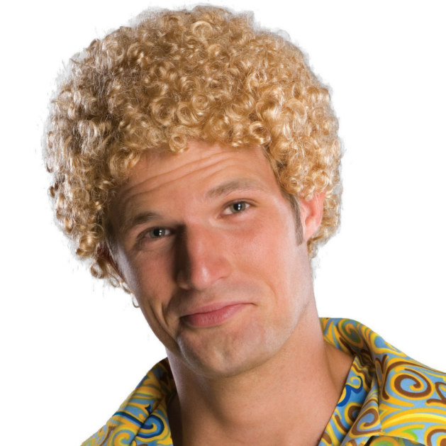 Tight Fro Blonde Wig Adult - Click Image to Close