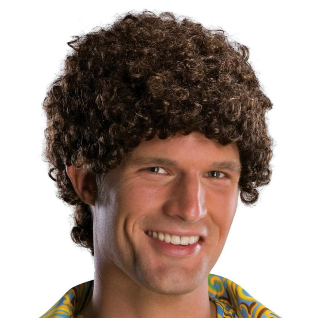 Tight Fro Brown Wig Adult - Click Image to Close