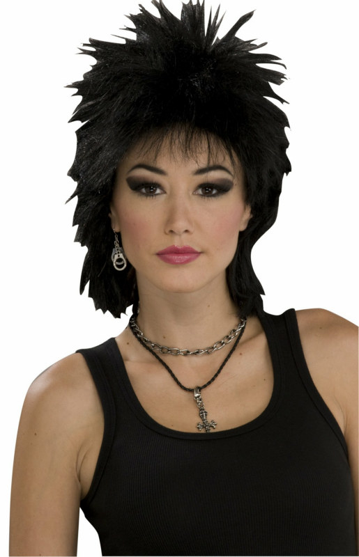 80's Rock Idol Black Adult Wig - Click Image to Close