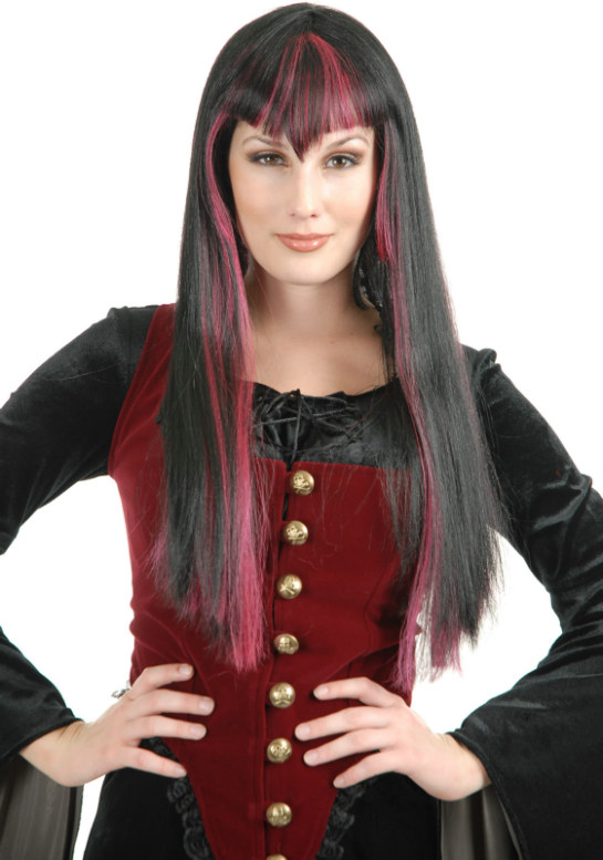 Gothic Vampira (Black/Red) Adult Wig - Click Image to Close