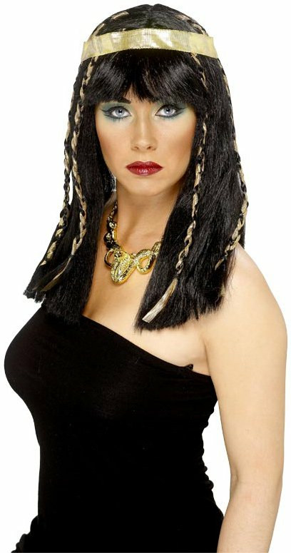 Egyptian With Gold Headband Adult Wig - Click Image to Close