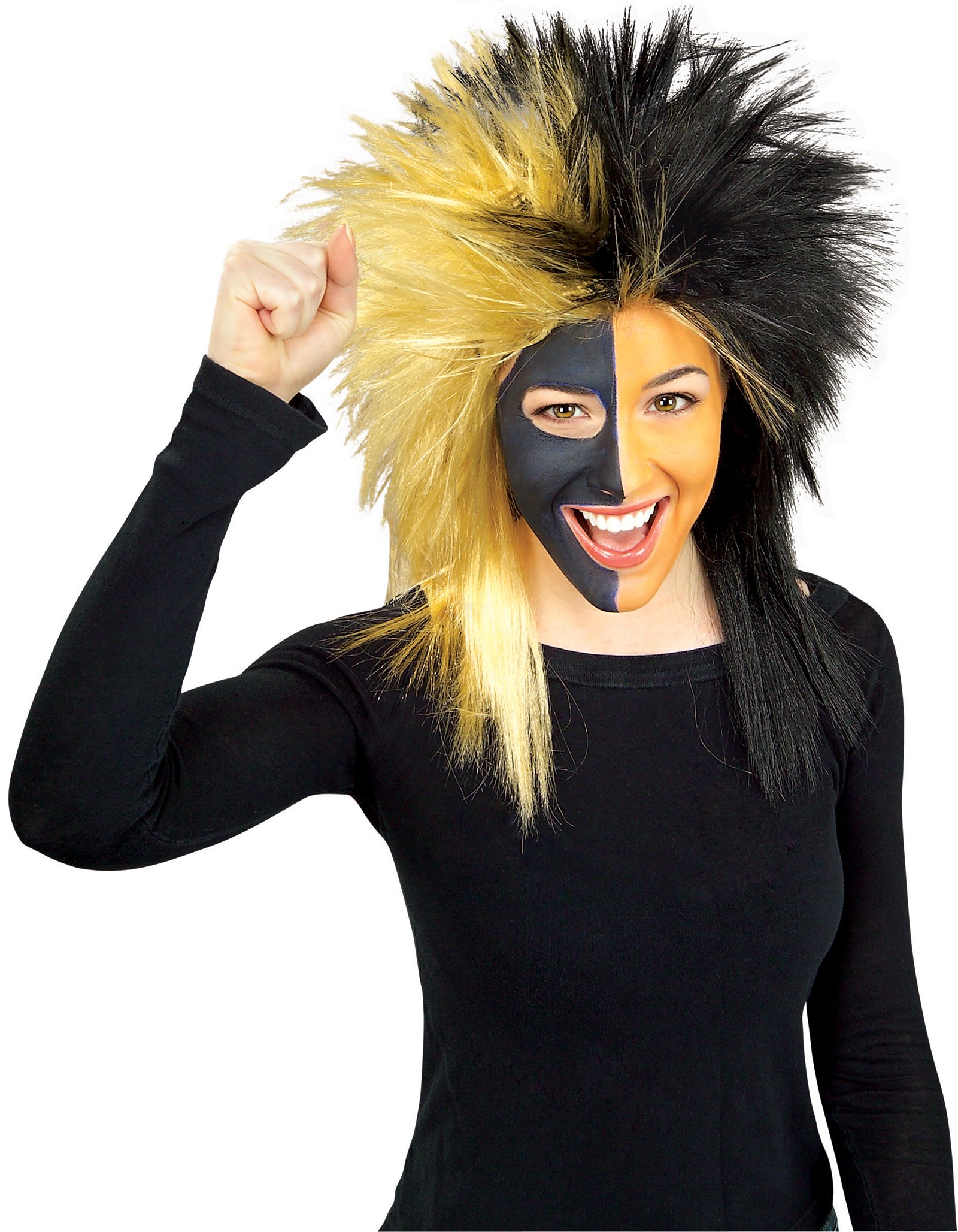 Sports Fanatic Wig - Black &amp; Gold - Click Image to Close