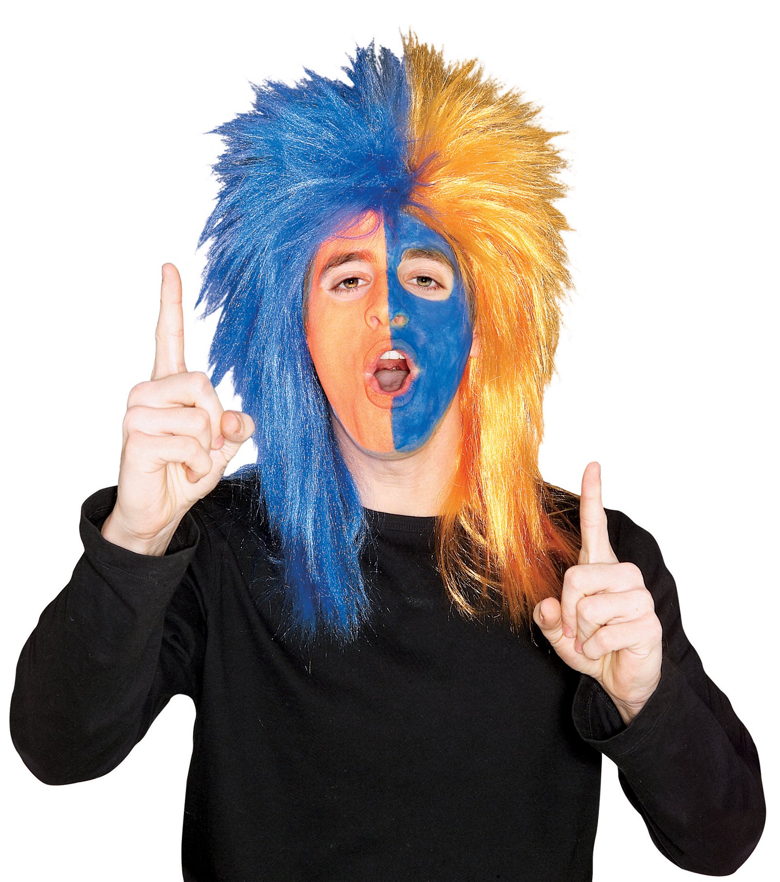 Sports Fanatic Wig - Blue & Orange