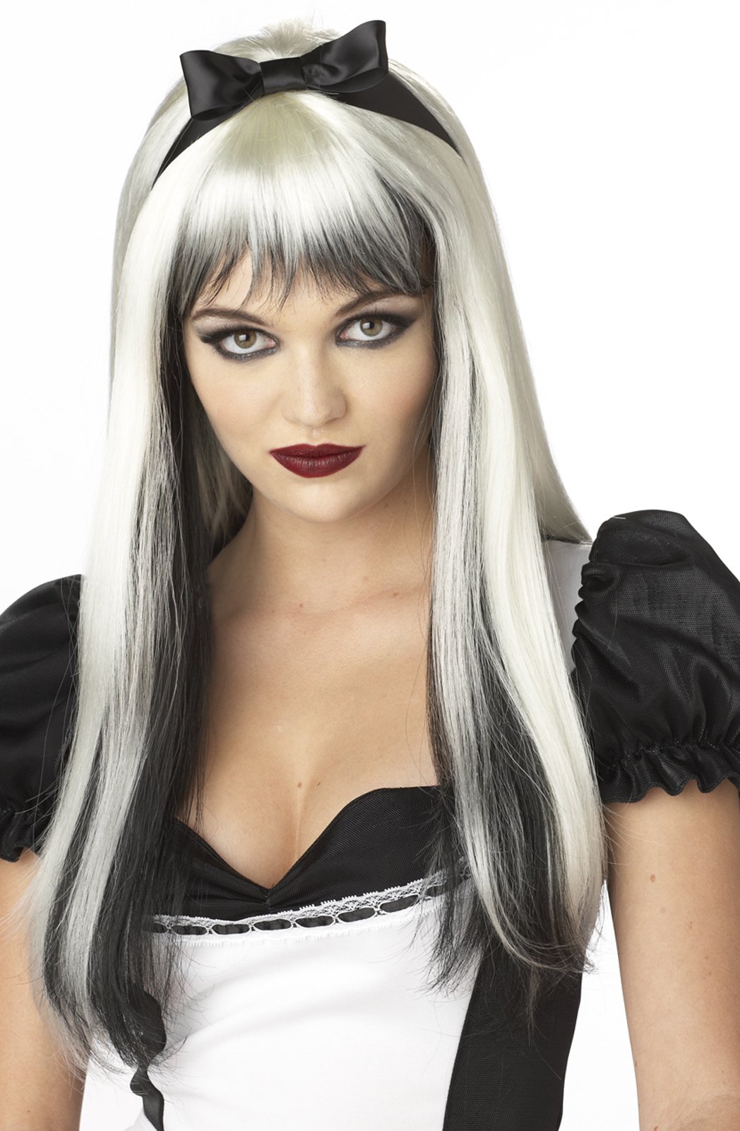 Enchanted Tresses (Black / White) Adult Wig - Click Image to Close