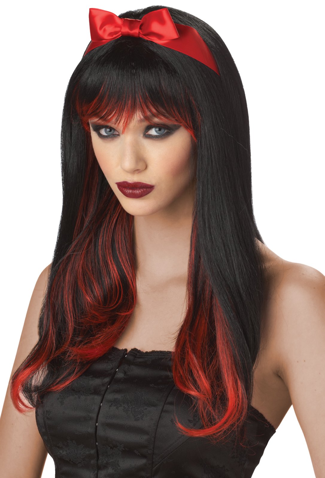 Enchanted Tresses (Black / Red) Adult Wig - Click Image to Close