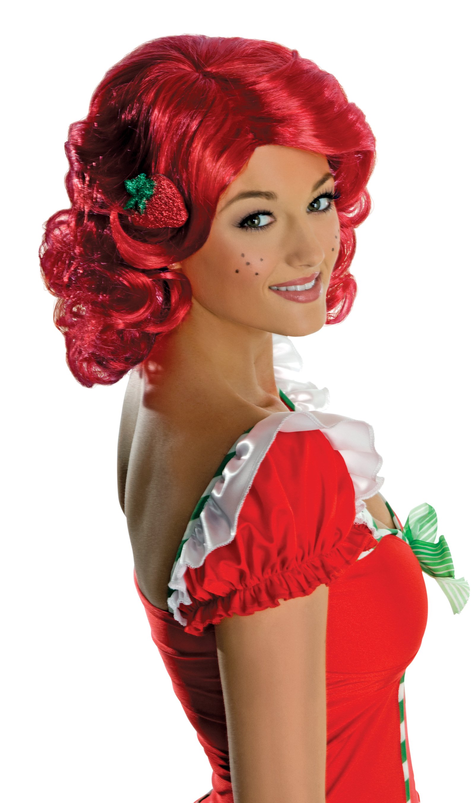 Strawberry Shortcake - Deluxe Strawberry Shortcake Wig (Adult) - Click Image to Close