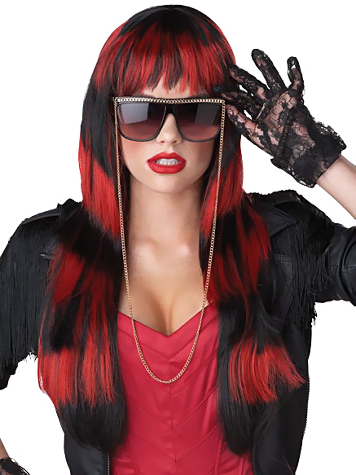 Untamed (Black/Red) Adult Wig - Click Image to Close