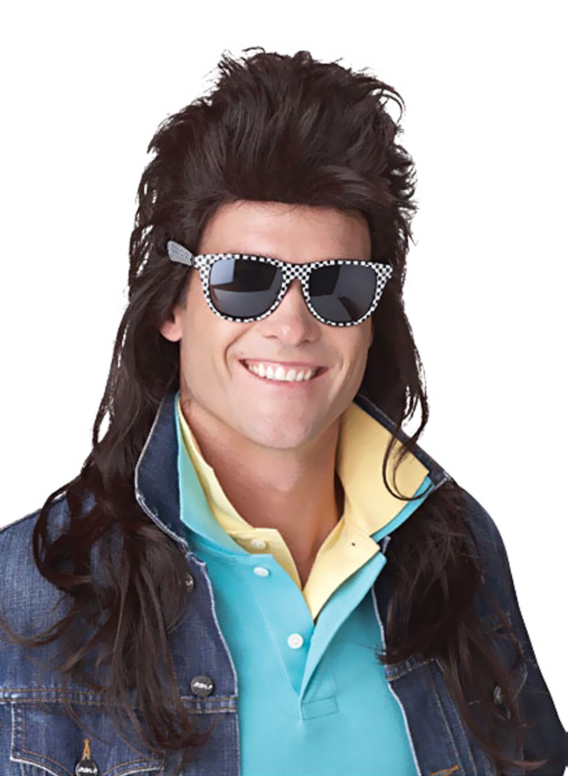 80&#39;s Rock Mullet (Brown) Adult Wig