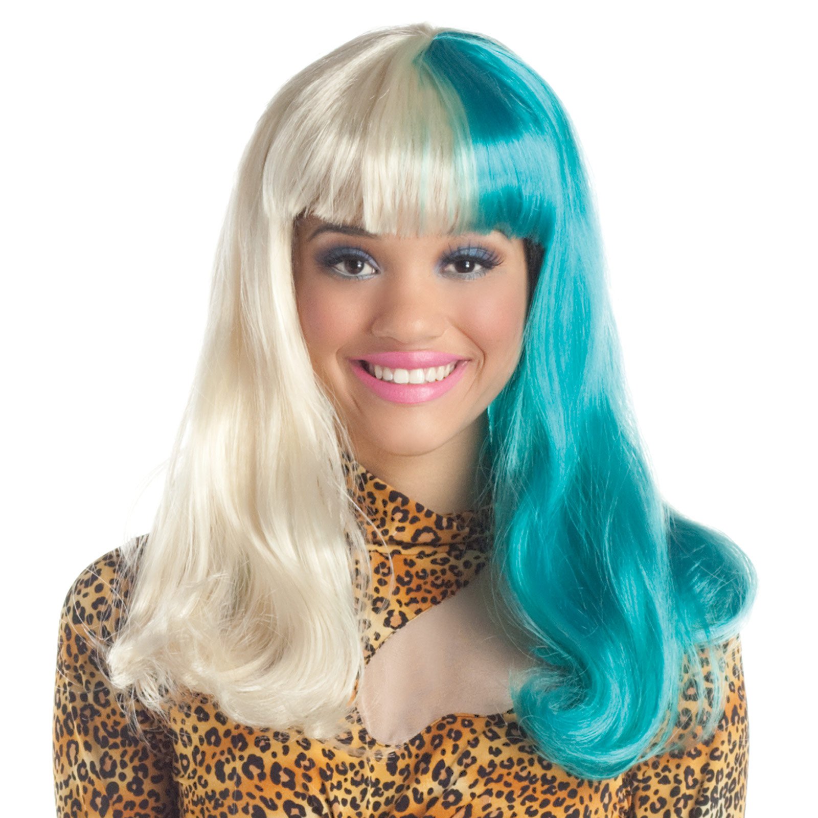 Half and Half Green / Blonde Adult Wig - Click Image to Close