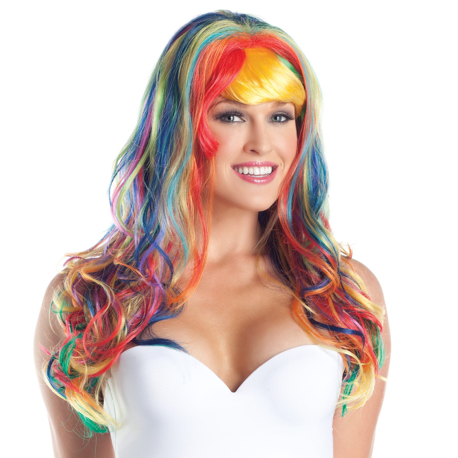 Curly Long Rainbow Adult Wig