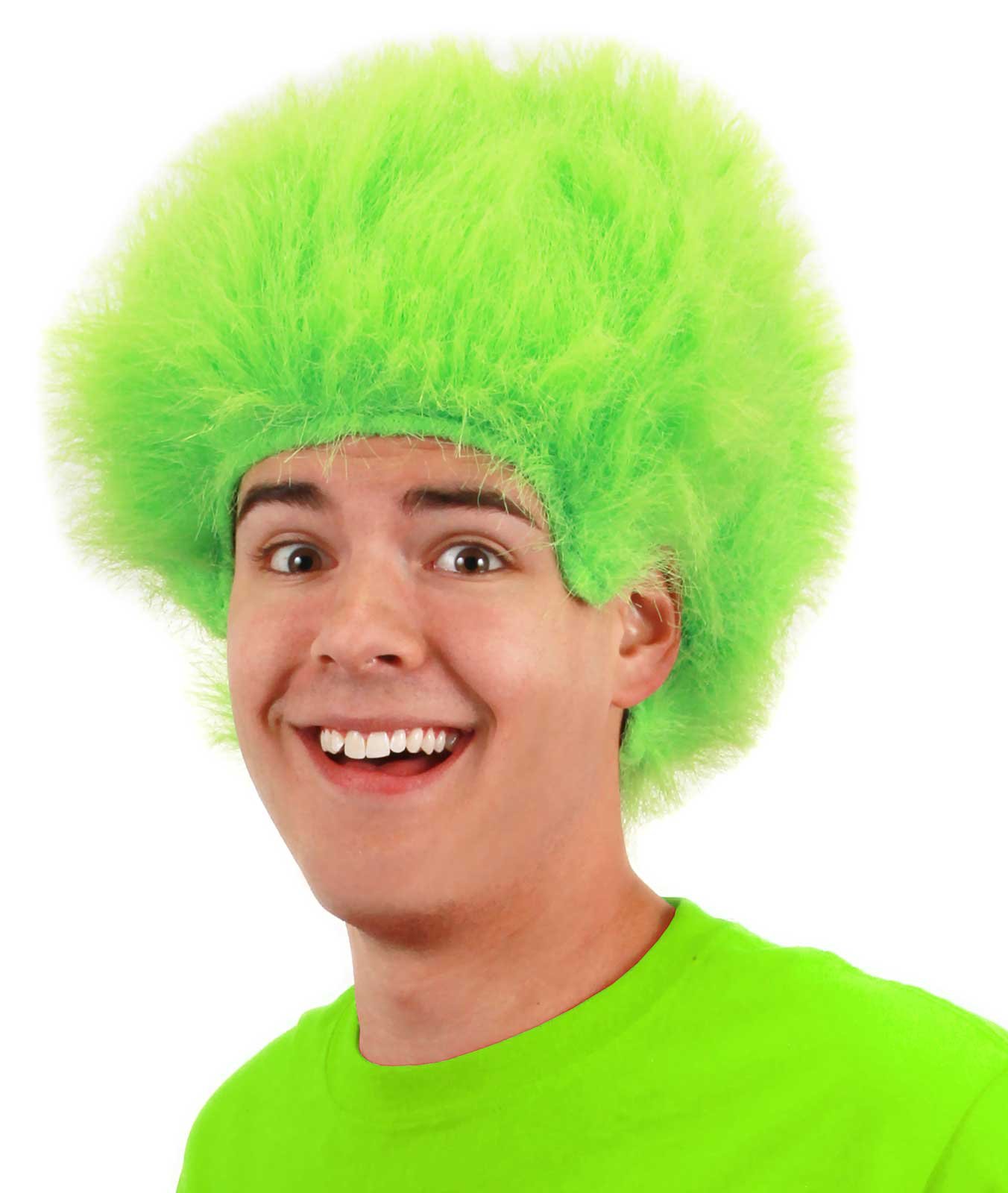 Fuzzy Lime Green Adult Wig - Click Image to Close