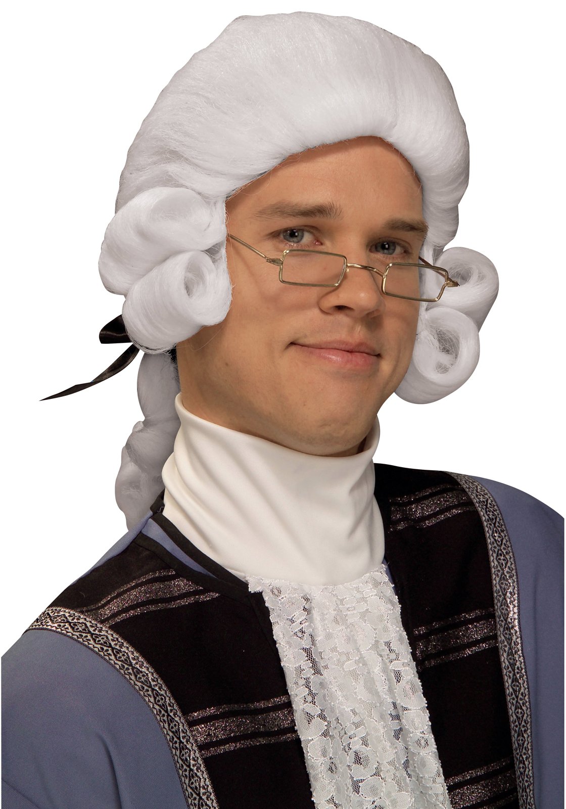 Men&#39;s Colonial Adult Wig (White) - Click Image to Close