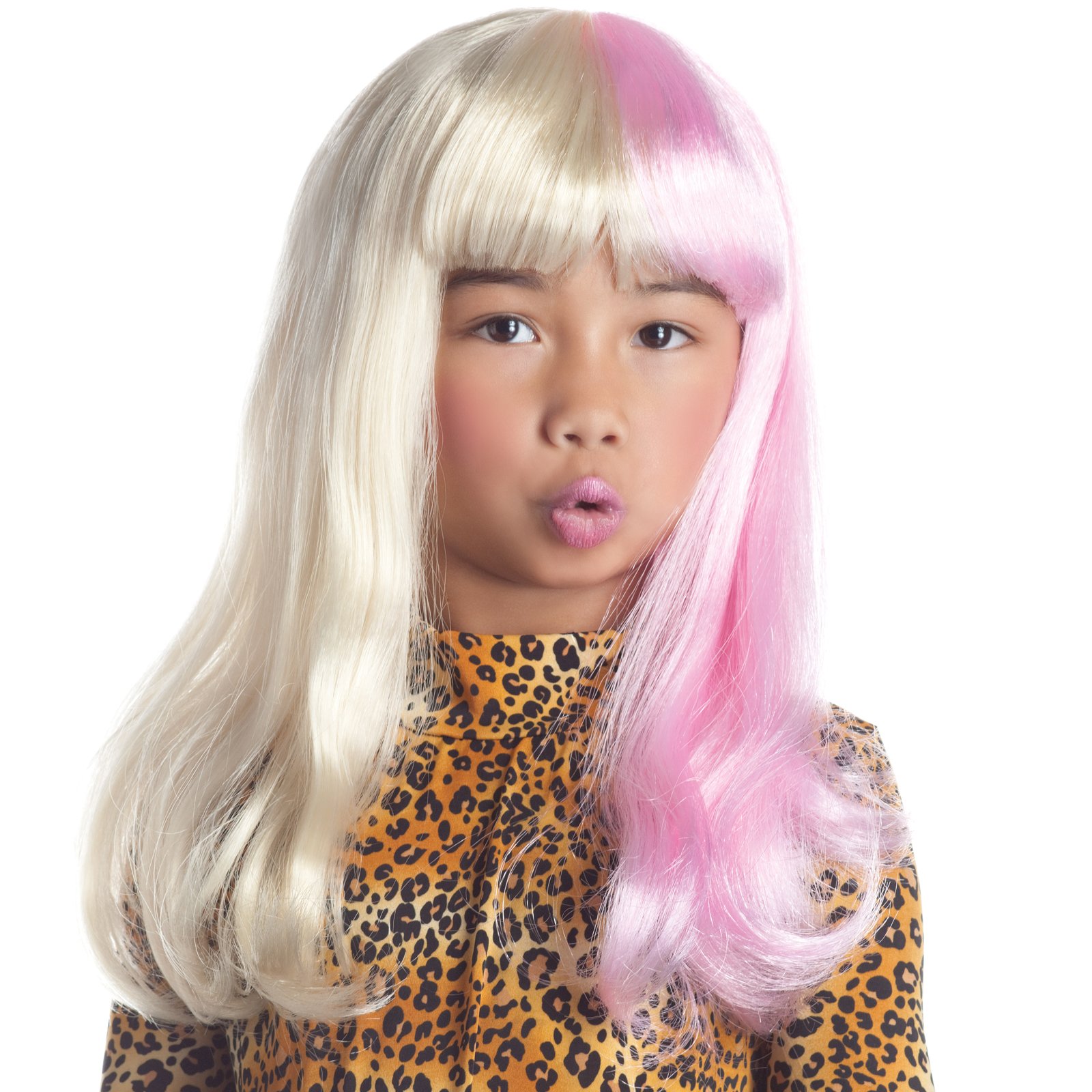 Two Tone Diva Blonde / Pink Child Wig - Click Image to Close