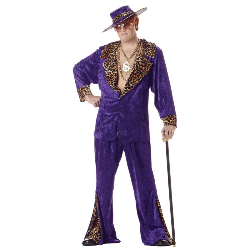 Pimp Purple Crushed Velvet Plus Adult Costume - Click Image to Close