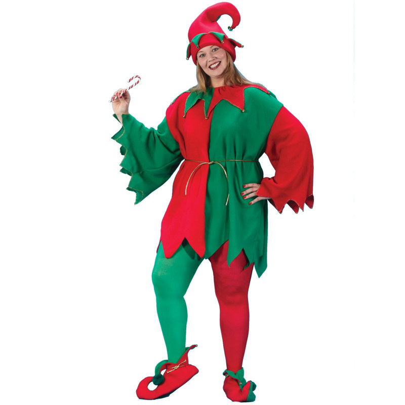 Elf Tunic/Hat/Shoe Costume Kit Plus Adult Costume - Click Image to Close