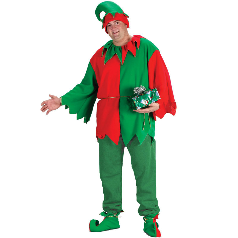 Elf Tunic/Hat/Shoe Costume Kit Plus Adult Costume - Click Image to Close
