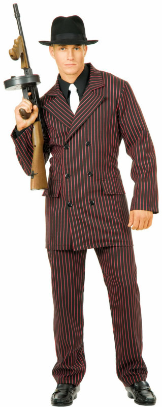 Gangster Double Breasted Suit (Black/Red) Adult Costume - Click Image to Close