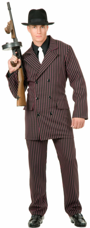 Gangster 6 Button Double Breasted Suit (Black/Pink) Adult Costum - Click Image to Close