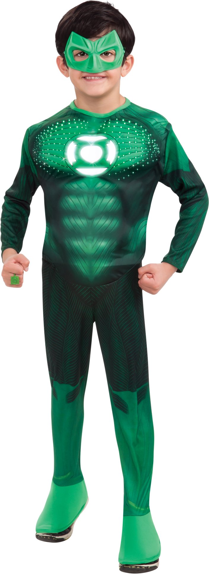 Green Lantern - Hal Jordan Deluxe Light-Up Muscle Child Costume - Click Image to Close