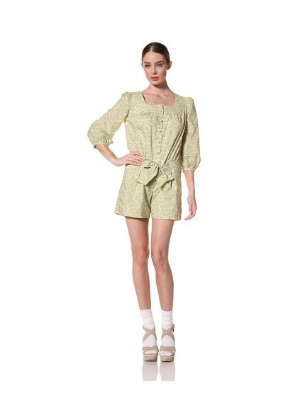 Anna Sui Women's Calico Sprigs on Lawn Romper (Marigold Multi)