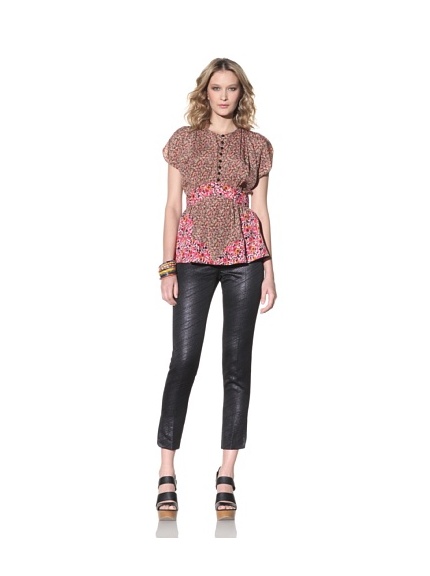 Anna Sui Women's Mixed Floral Print Top (Pink/Brown)
