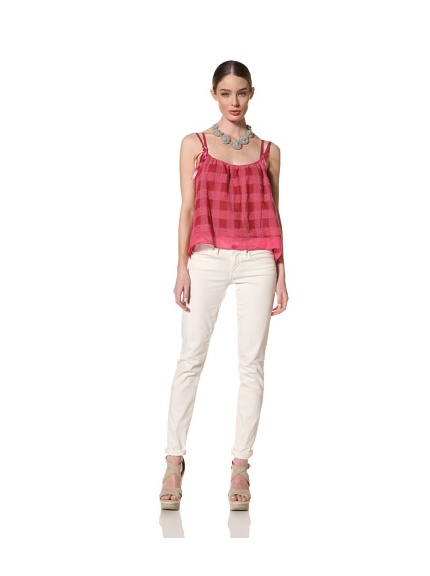 Anna Sui Women's Checker Board Gauze Top (Rose)