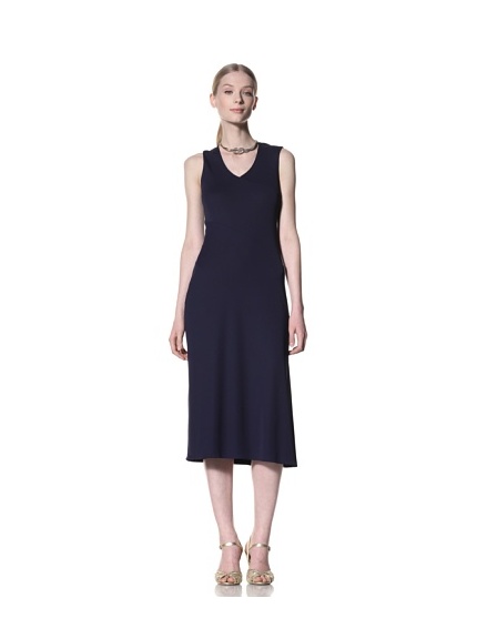 Bill Blass Women's V-Neck Dress with Seam Details (Navy)