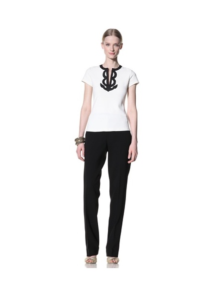 Bill Blass Women's Slit Neck Anchor Shirt (White)