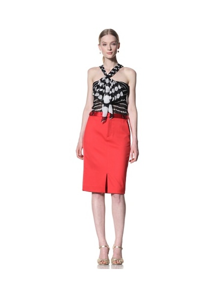 Bill Blass Women's Tuxedo Pencil Skirt (Red)