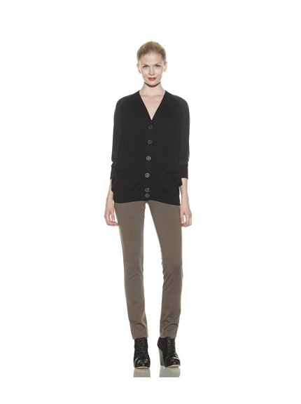 Catherine Malandrino Women's Cardigan with Silk Contrast (Noir)