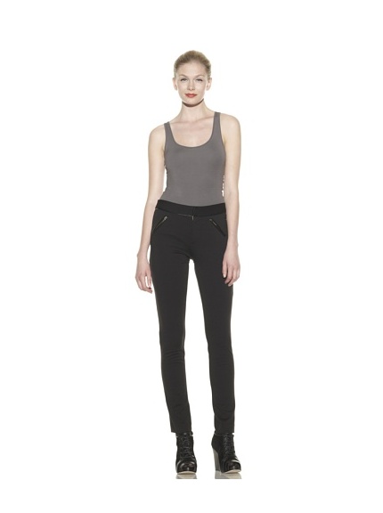 Catherine Malandrino Women's Skinny Pant with Leather Zip Detail