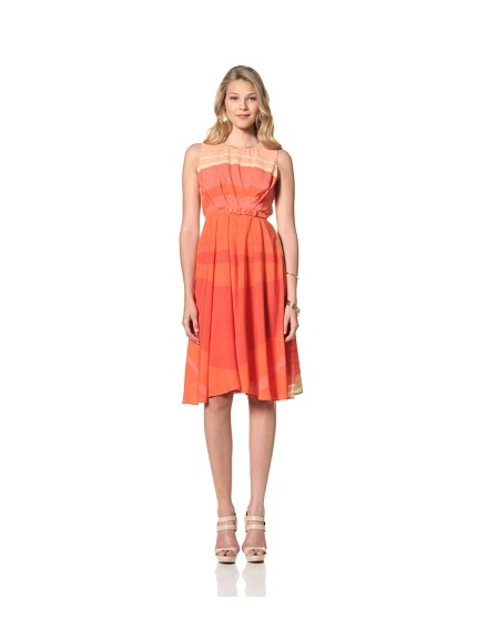 Eva Franco Women's Samantha Striped Sleeveless Dress with Belt (St. Tropez)