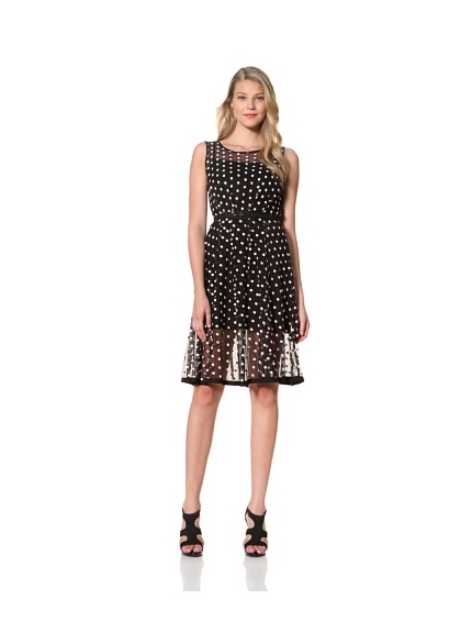 Eva Franco Women's Samantha Sleeveless Polka Dot Printed Dress (Coco Dot)