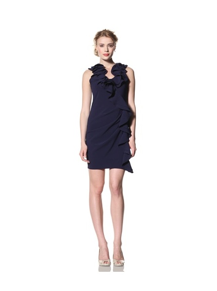 Eva Franco Women's Cecile Sleeveless Dress with Side Ruffle (Navy)