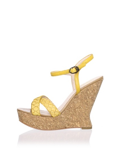 House of Harlow 1960 Women's Pat Wedge Sandal (Yellow/Mellow Yellow)