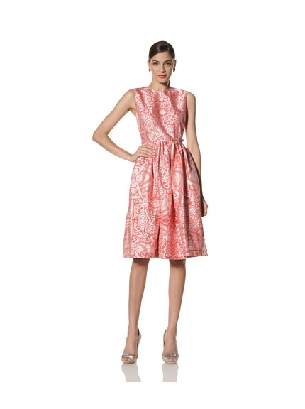 Jonathan Saunders Women's Lucy Jacquard Round Neck Dress (Star New Red)