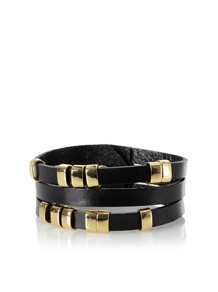 Linea Pelle Sliced Cuff with Sliders, Black