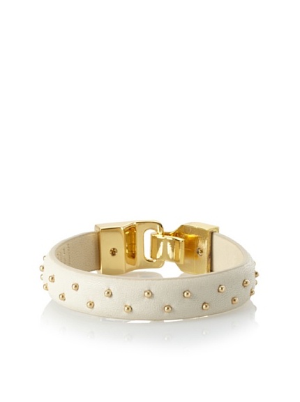 Linea Pelle Welted Nailhead Leather Bangle, Sand