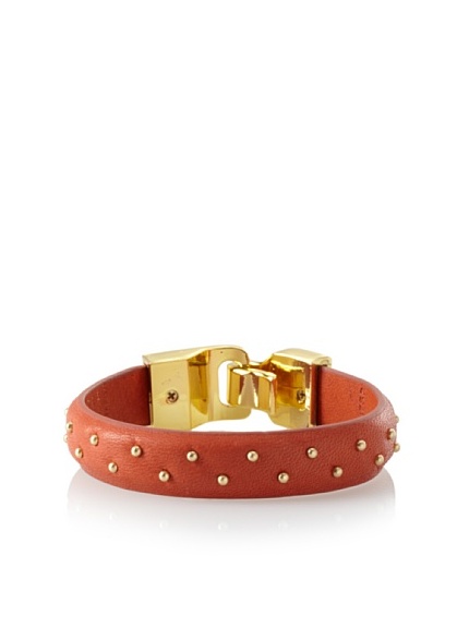 Linea Pelle Welted Nailhead Leather Bangle, Pumpkin