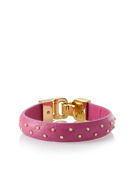 Linea Pelle Welted Nailhead Leather Bangle, Pink