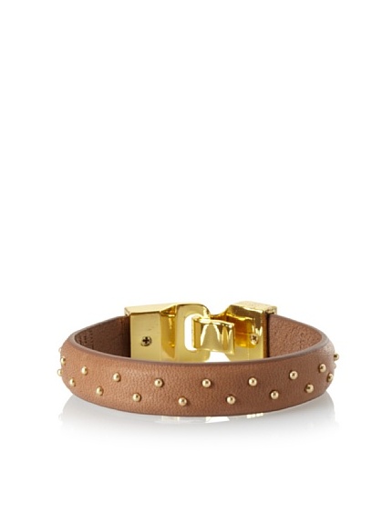 Linea Pelle Welted Nailhead Leather Bangle, Coffee