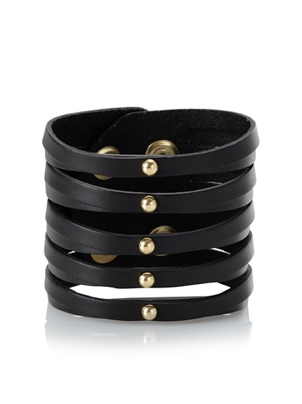 Linea Pelle Sliced Cuff with Dome Studs, Black